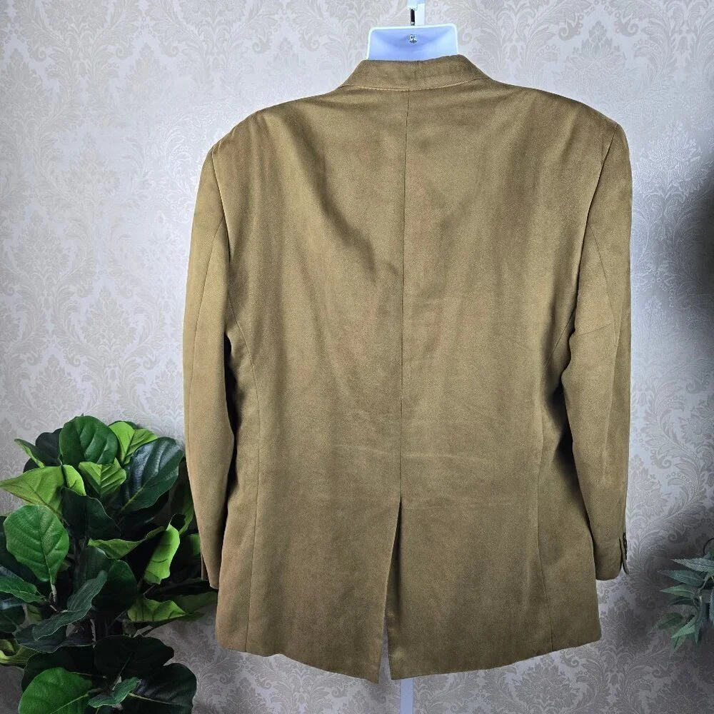 Lauren Ralph Lauren Size 46L Tan Faux Suede Sport Jacket Blazer 2 Button Closure